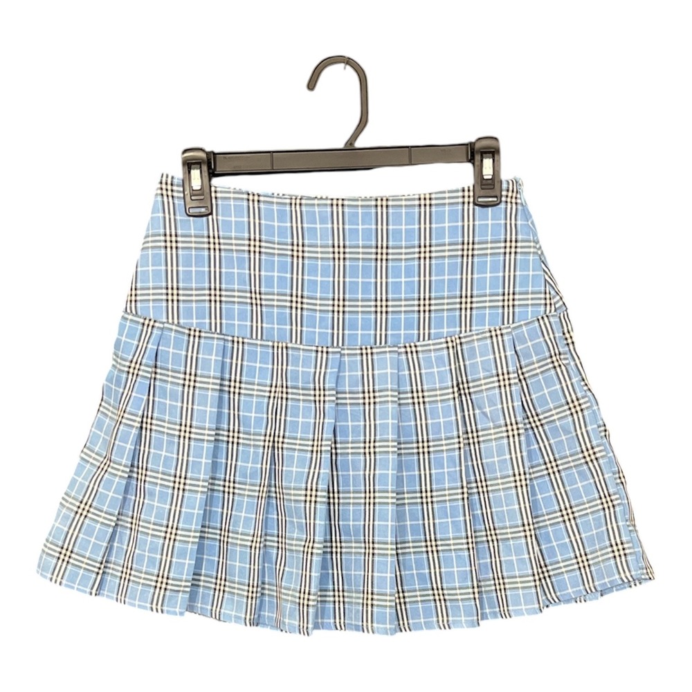 Tea & Cup Pleated Mini Skirt Size Small Plaid Preppy Schoolgirl 90's Academia